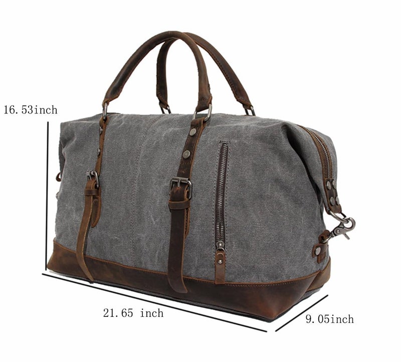 Berchirly Travel Bags Men Military Canvas Leather Large Tote Duffle Bag Carry on Luggage Weekend Handbag - Image 2